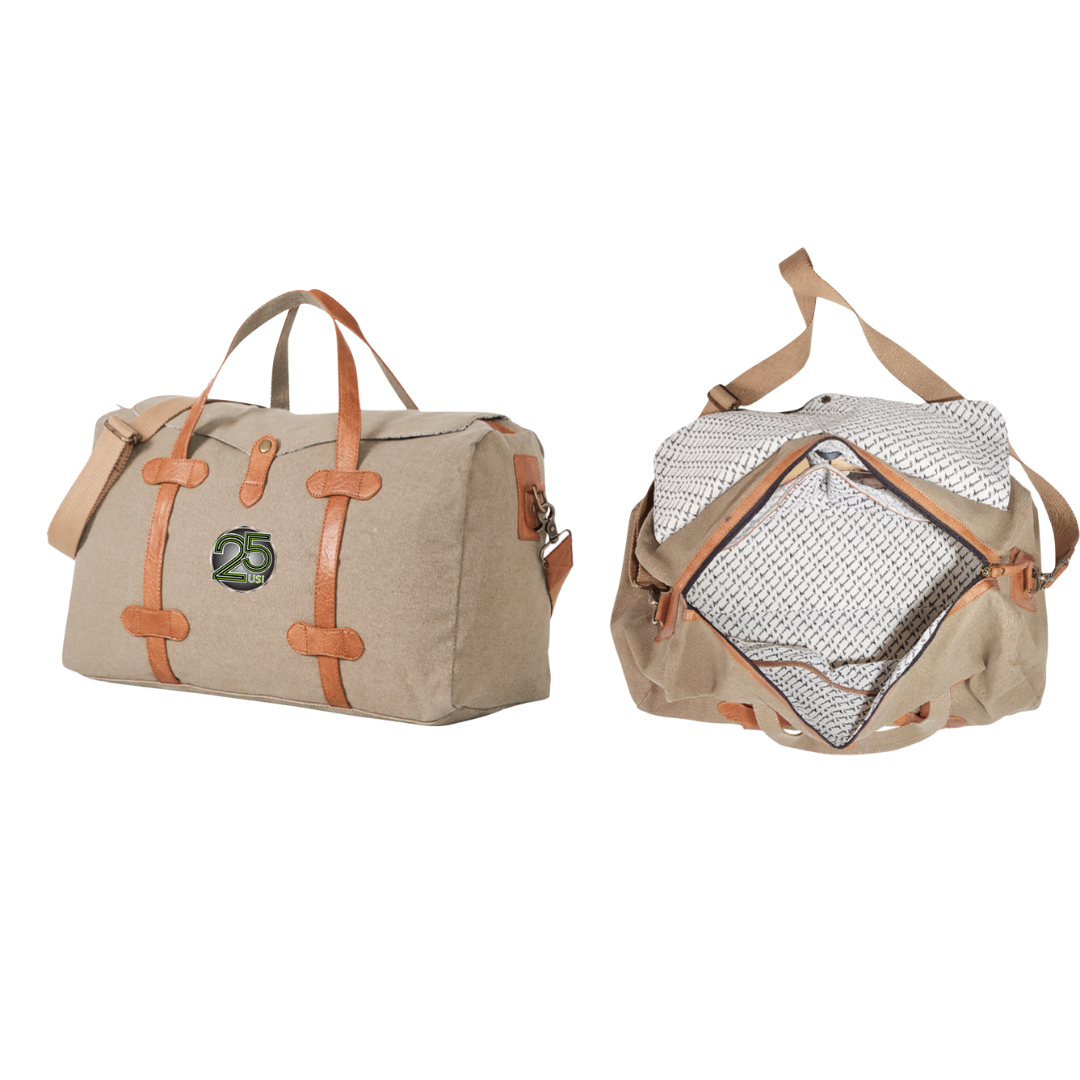 Brown 100% Cotton Canvas Duffel Bag