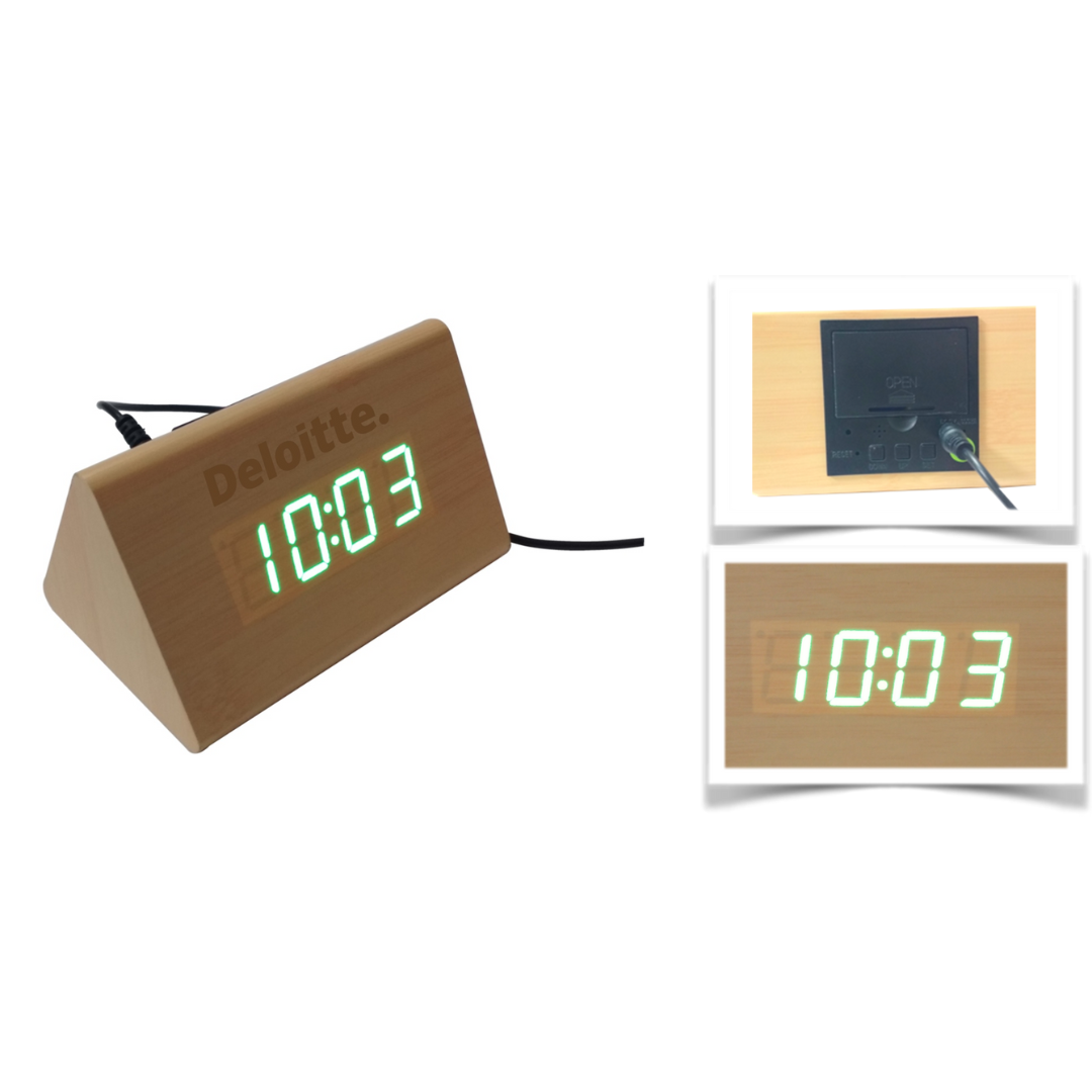 Triangle Wooden LED Clock
