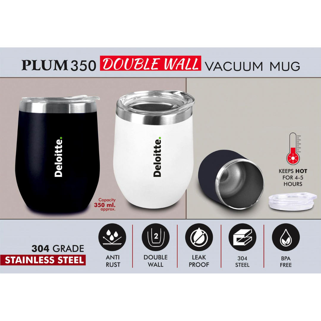 Plum 350 Double Wall Vaccuum Mug