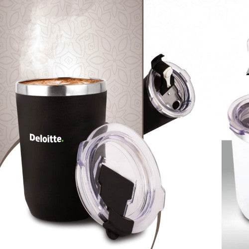 Foggy: Stainless Steel Coffee Mug | Premium Clear Cap With Flip Top Lid | Leakproof