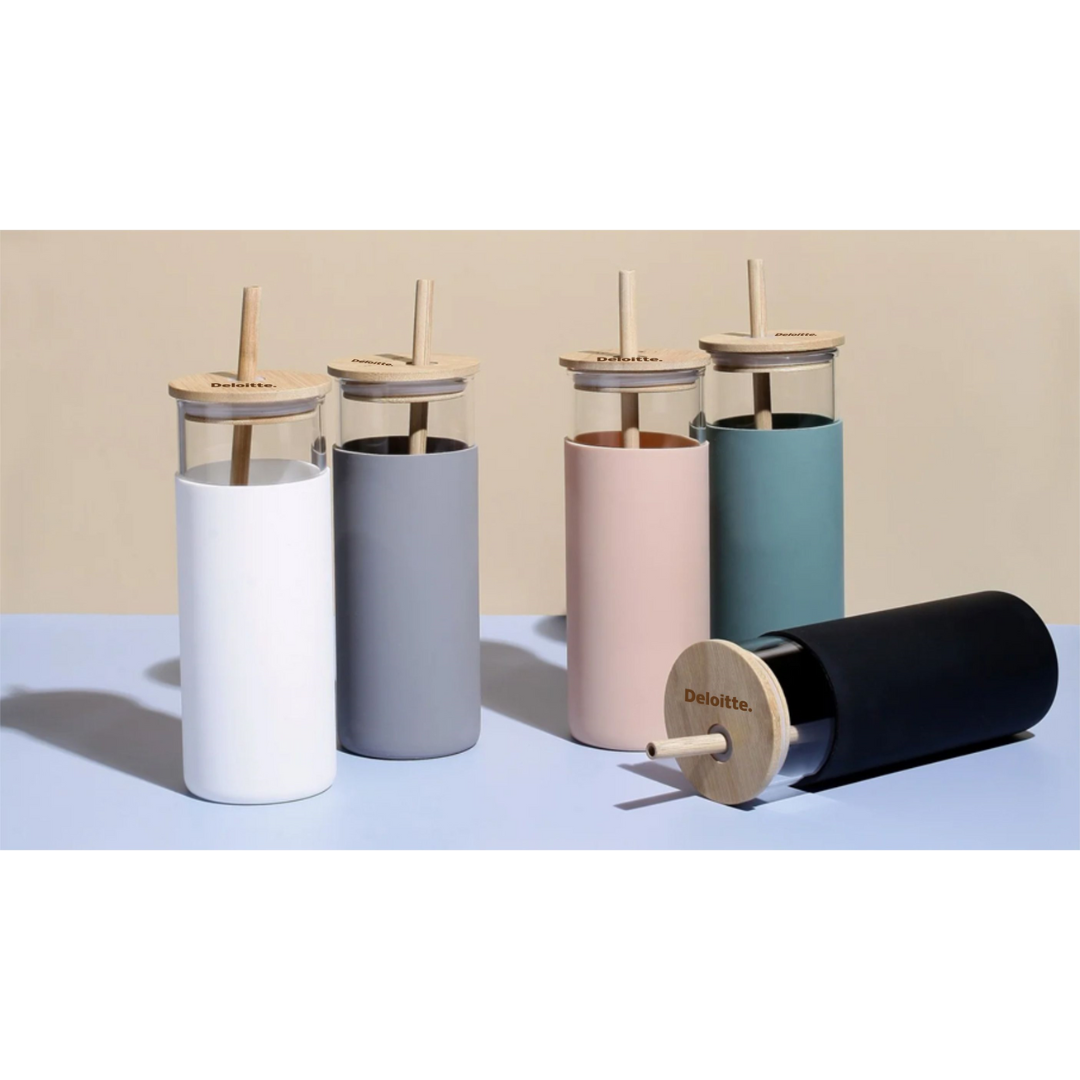 Glass Sipper With Bamboo Lid & Straw