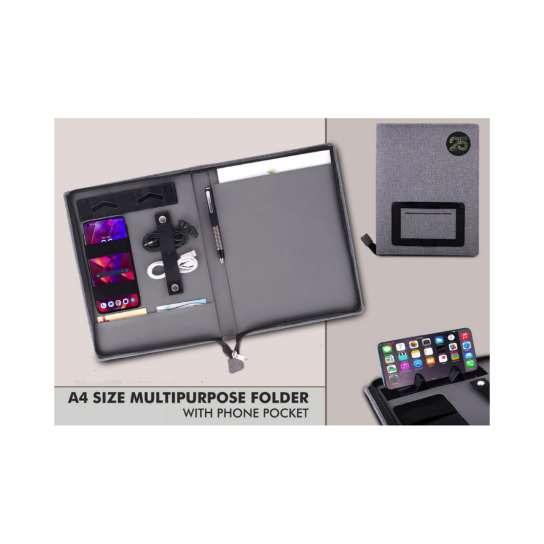 A4 Size Multipurpose Folder with Phone Pocket