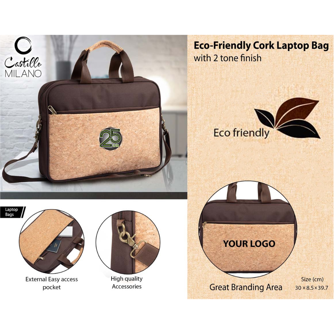 Eco-Friendly Cork Laptop Bag With 2 Tone Finish