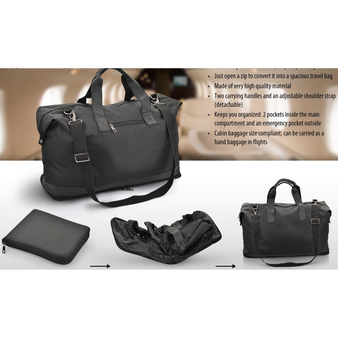 Folding leatherette travel bag