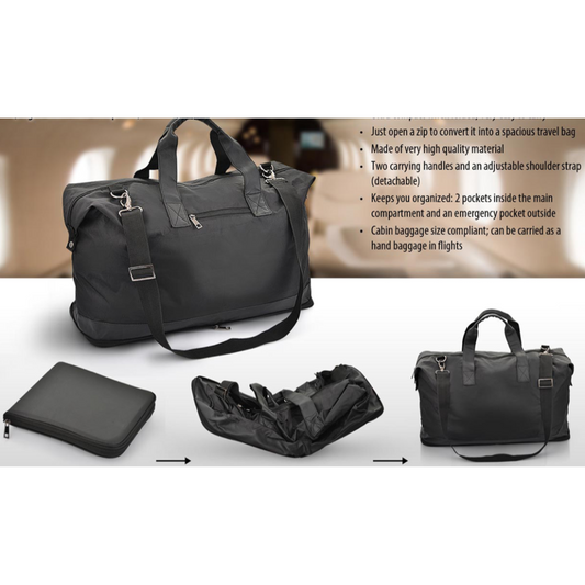 Folding leatherette travel bag