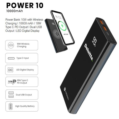 Power 10 with Wireless Charging 10,000 mAh Power Bank 10W